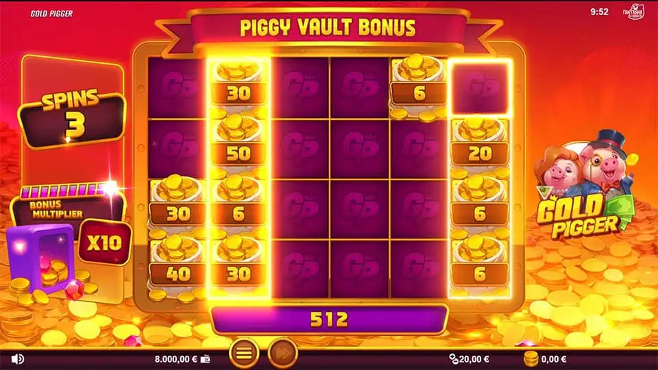 Gold Pigger slot feature bonus multiplier