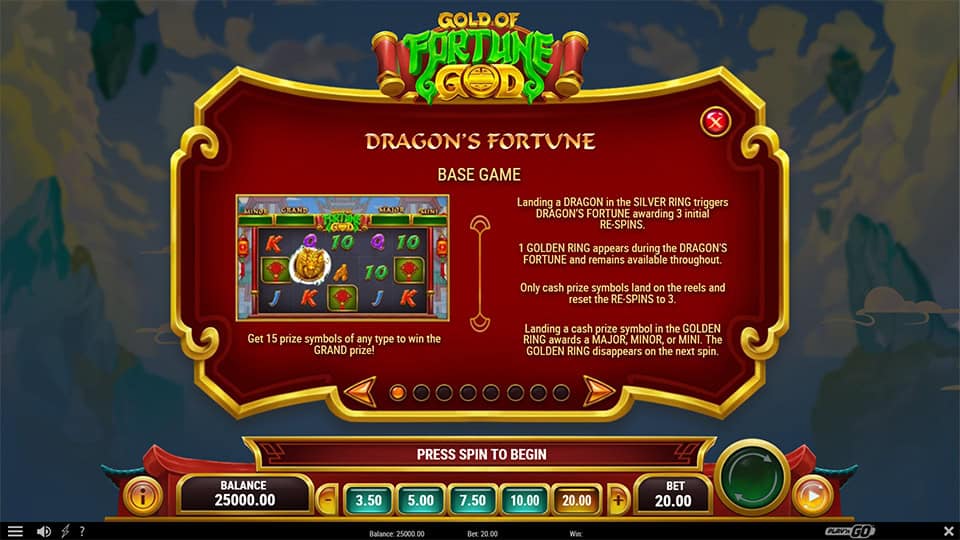 Gold of Fortune God slot paytable