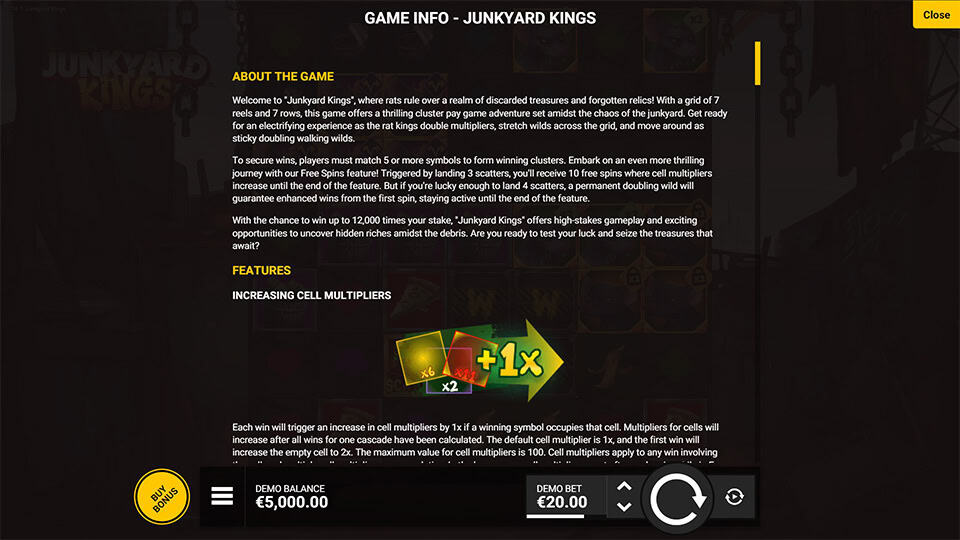 Junkyard Kings slot paytable