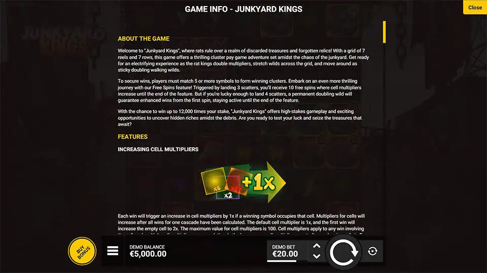 Junkyard Kings slot paytable