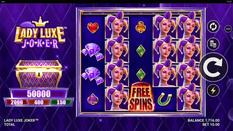 Lady Luxe Joker slot feature lady luxe symbol