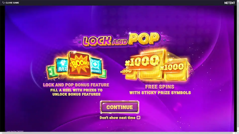 Lock and Pop slot features
