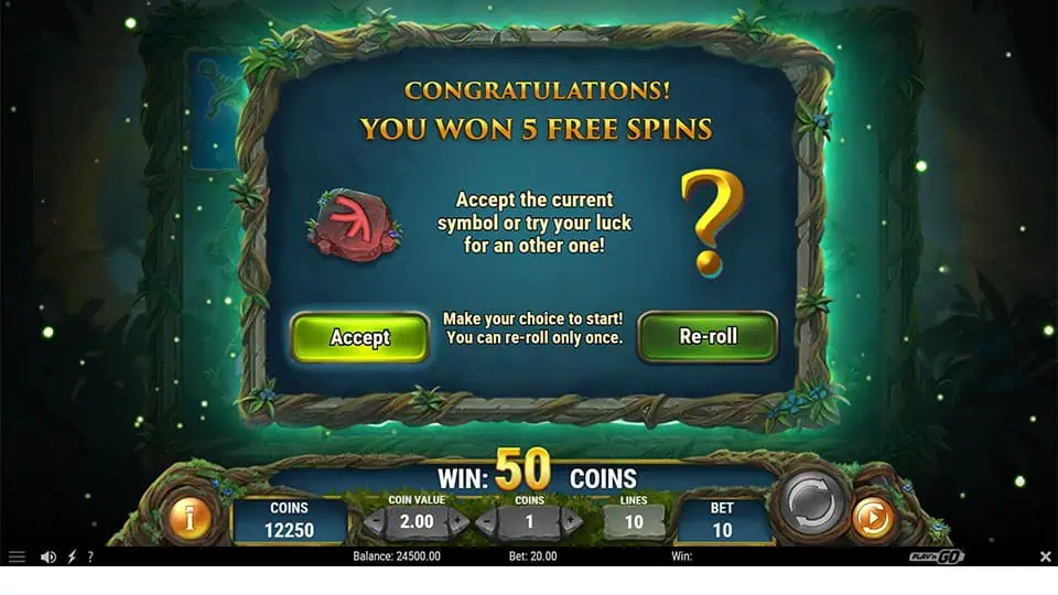 Merlin Realm of Charm slot feature free spins symbol choice