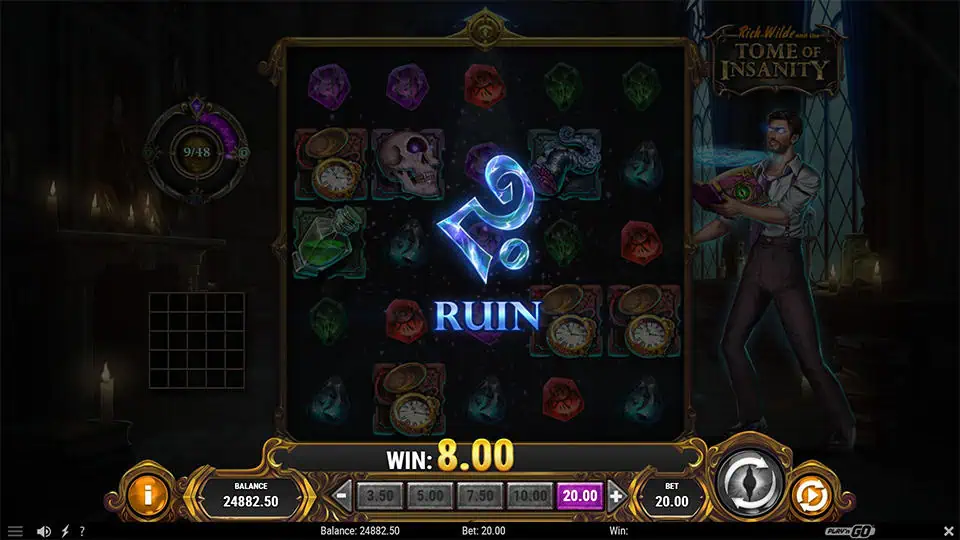 Rich Wilde and the Tome of Insanity slot feature ruin