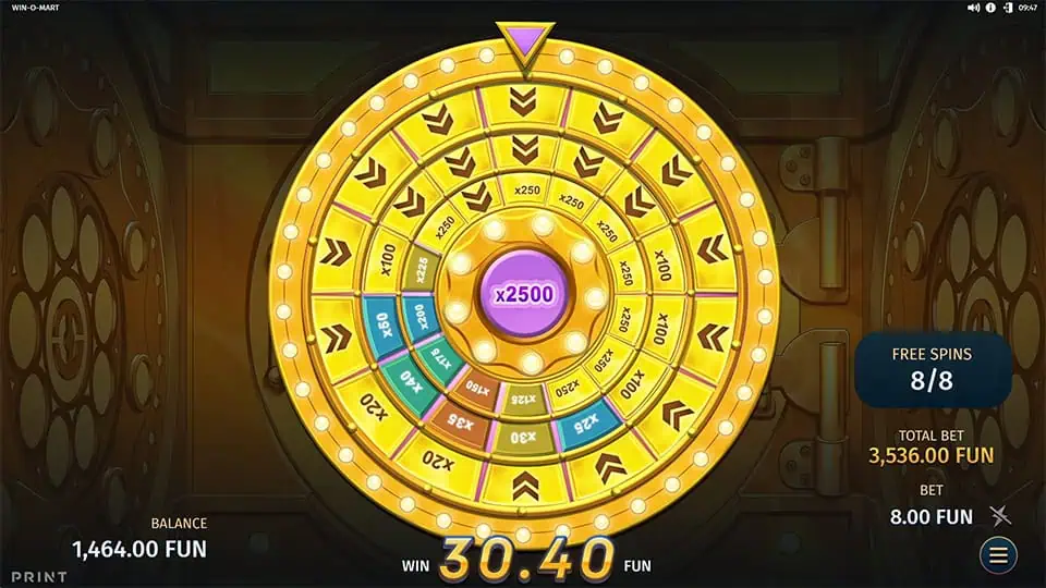 Win O Mart slot feature wheel