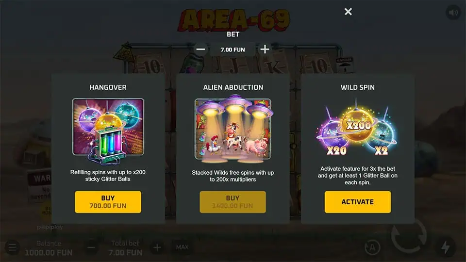 Area 69 slot bonus buy