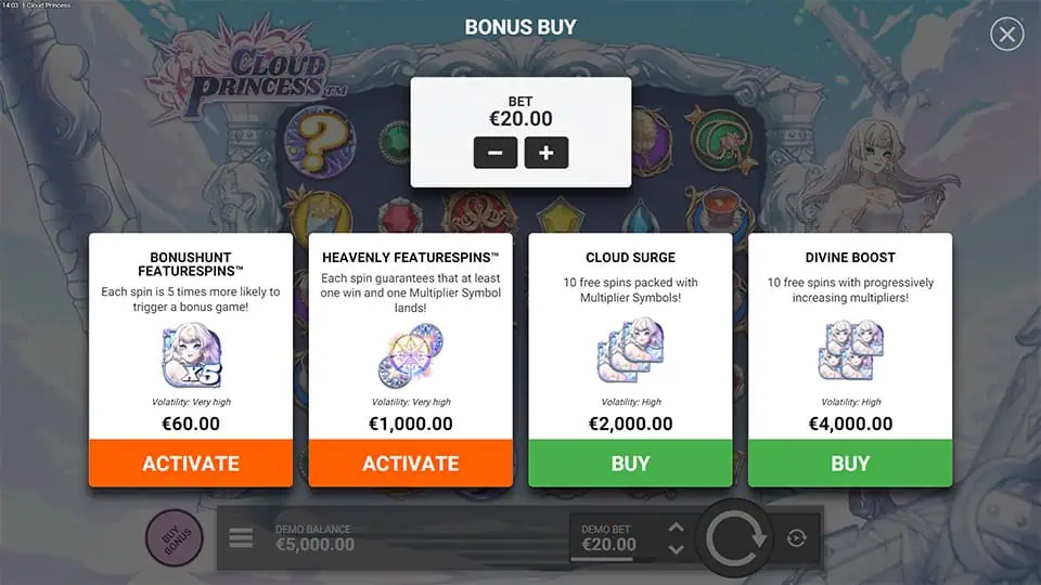 Cloud Princess slot bonus buy