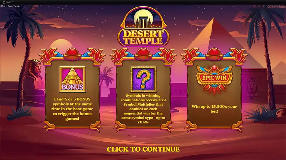 Desert Temple slot features