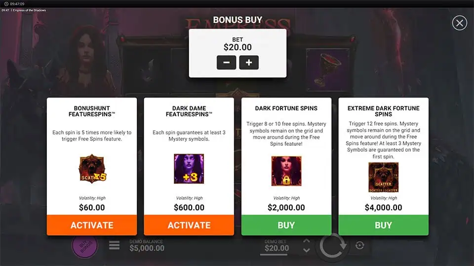 Empress of the Shadows slot bonus buy