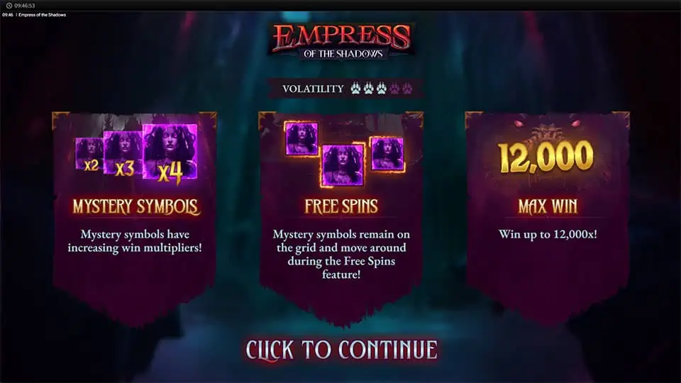 Empress of the Shadows slot features