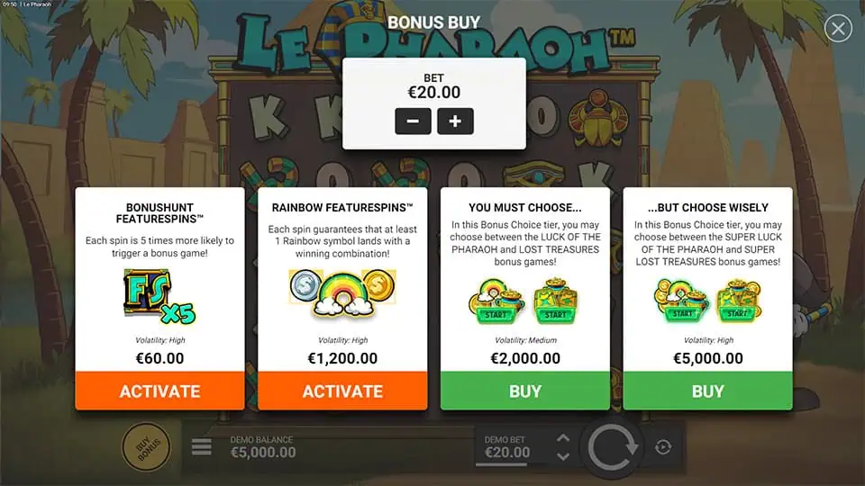 Le Pharaoh slot bonus buy