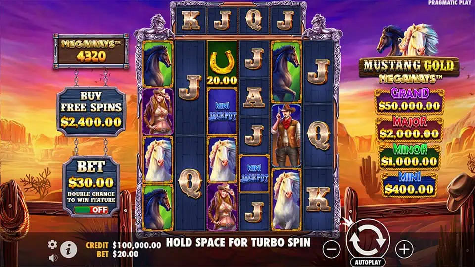 Mustang Gold Megaways slot bonus buy