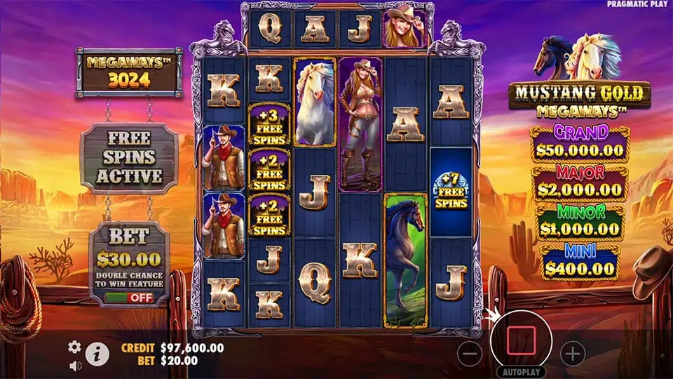 Mustang Gold Megaways slot free spins