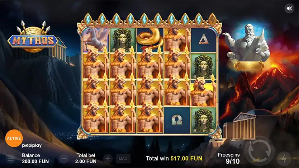 Mythos slot feature sticky wild