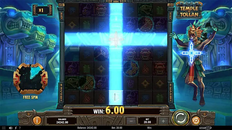Temple of Tollan slot feature cross