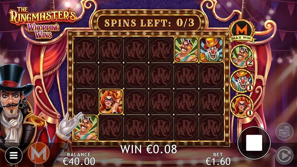 The Ringmasters Whopping Wins slot feature ringmaster respins