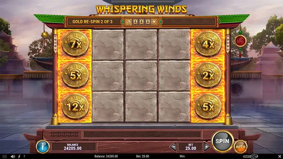 Whispering Winds slot feature gold respin