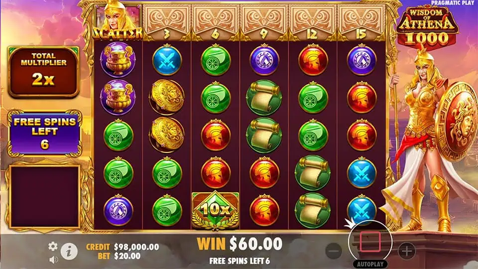 Wisdom of Athena 1000 slot feature multiplier