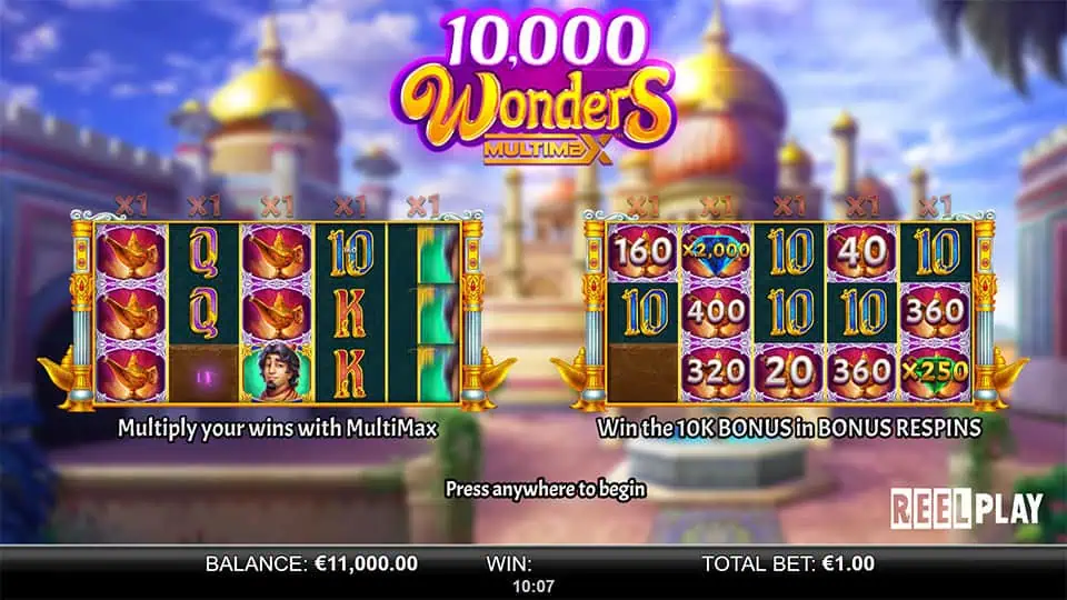 10000 Wonders MultiMax slot features