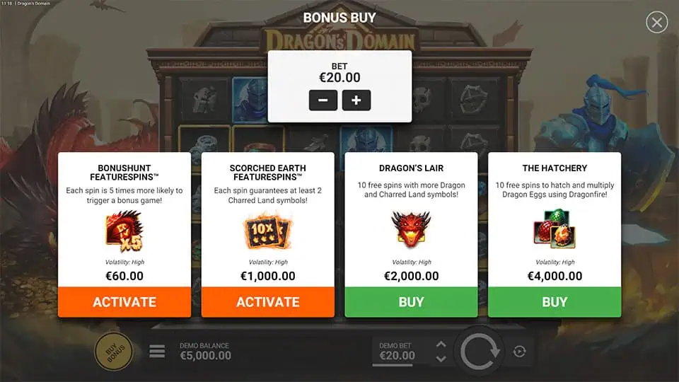 Dragons Domain slot bonus buy