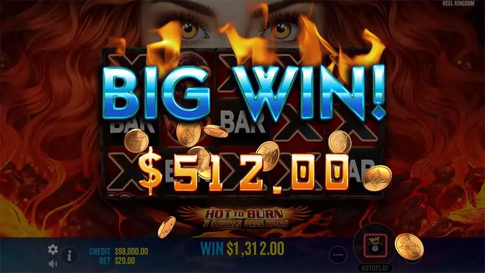 Hot to Burn 7 Deadly Free Spins slot big win