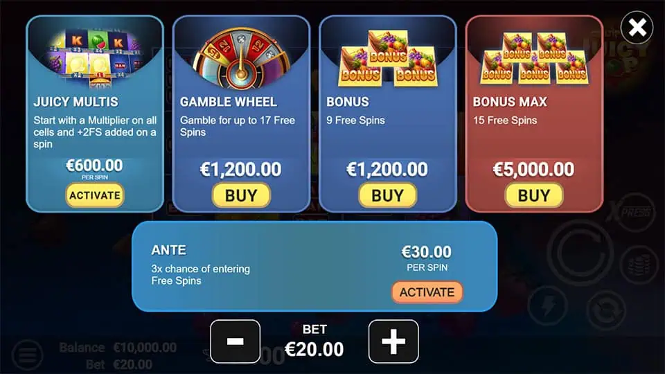 JuicyPop slot bonus buy