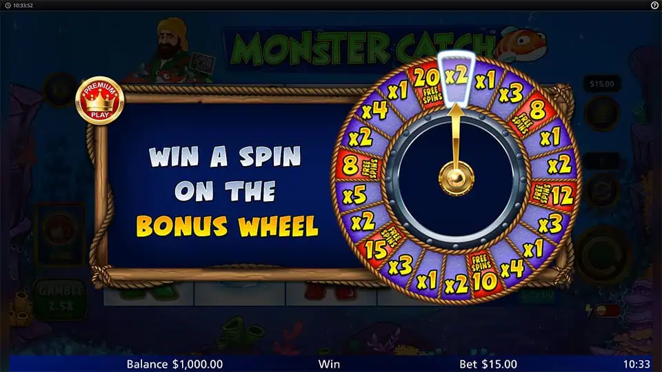 Monster Catch slot feature bonus wheel