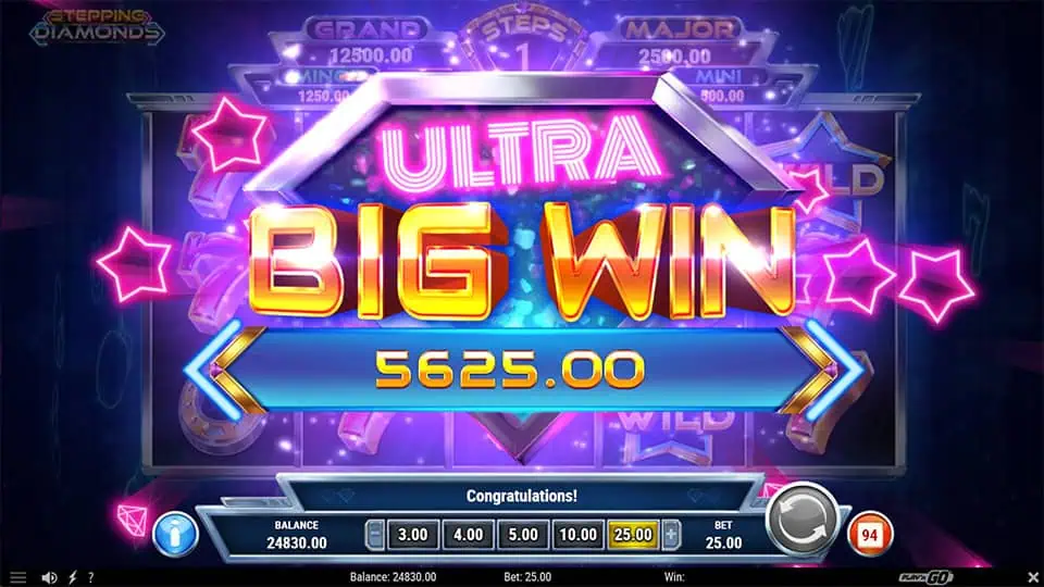 Stepping Diamonds slot big win