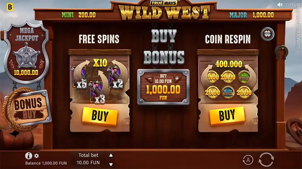 Wild West Trueways slot bonus buy