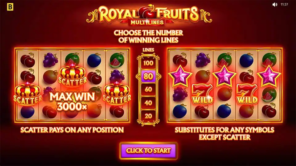 Royal Fruits MultiLines slot features