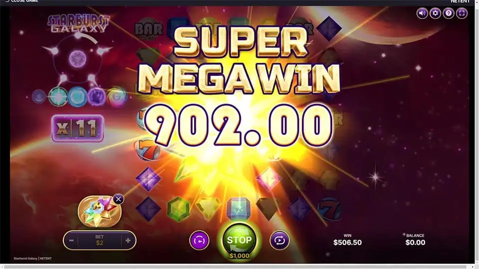 Starburst Galaxy slot big win