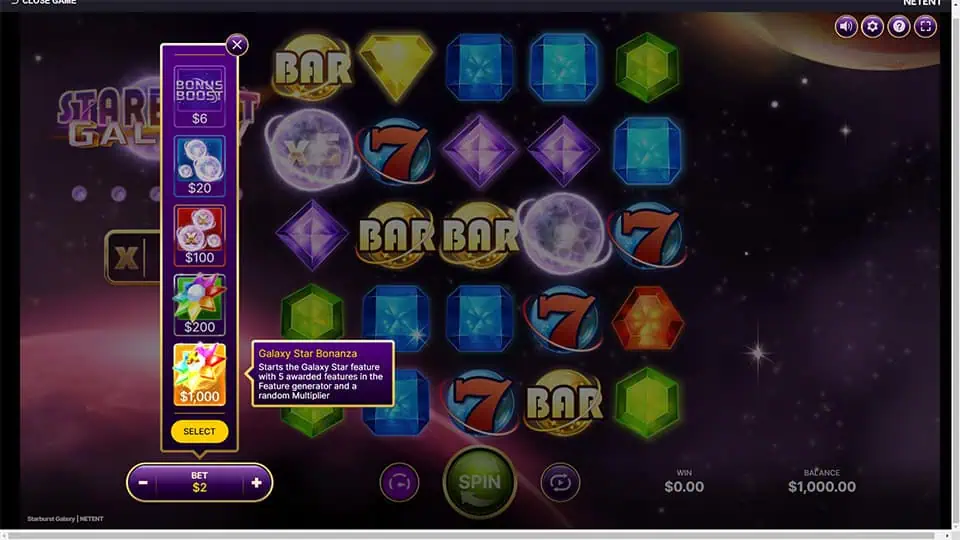 Starburst Galaxy slot bonus buy