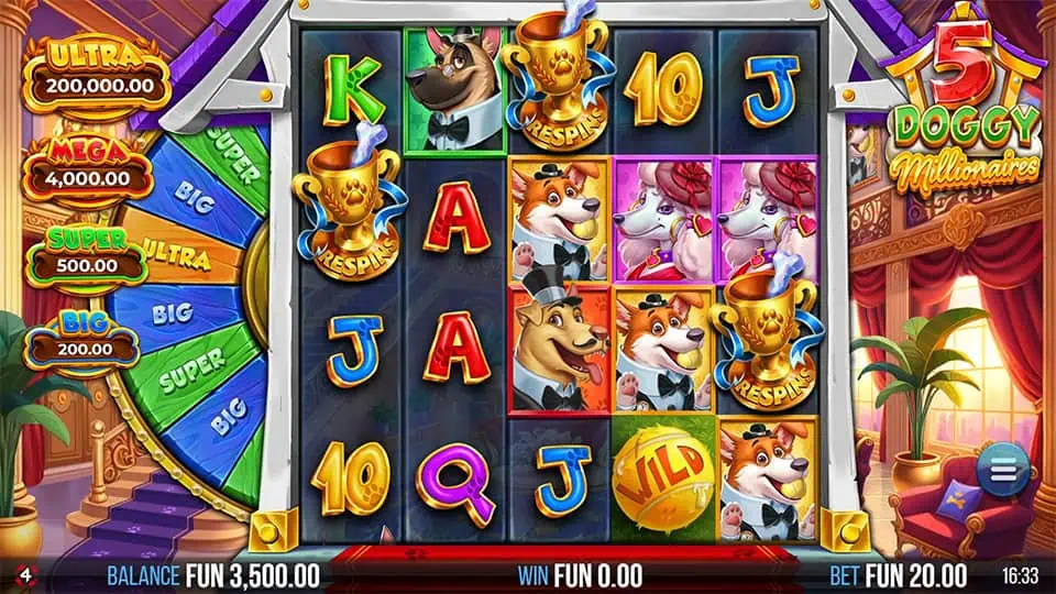 5 Doggy Millionaires Dream Drop slot free spins