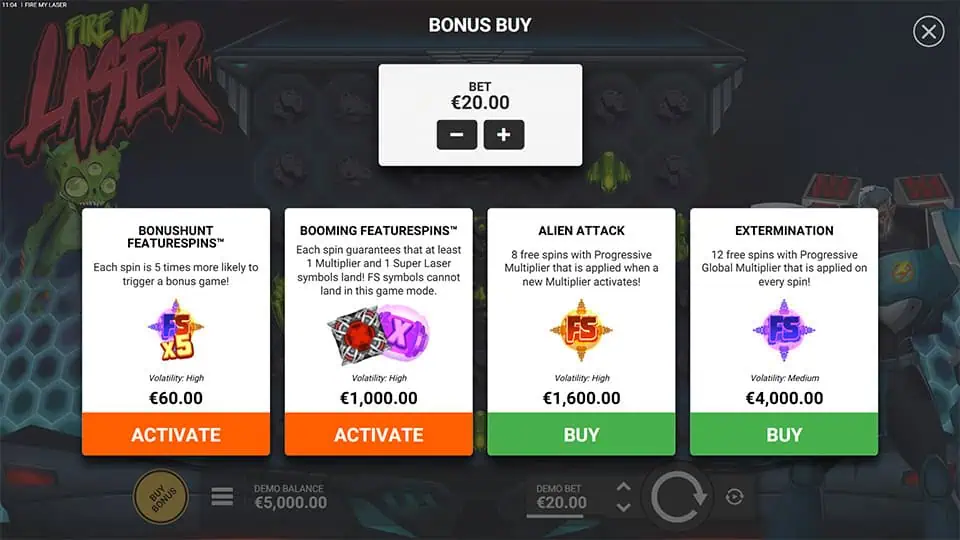 Fire My Laser slot bonus buy