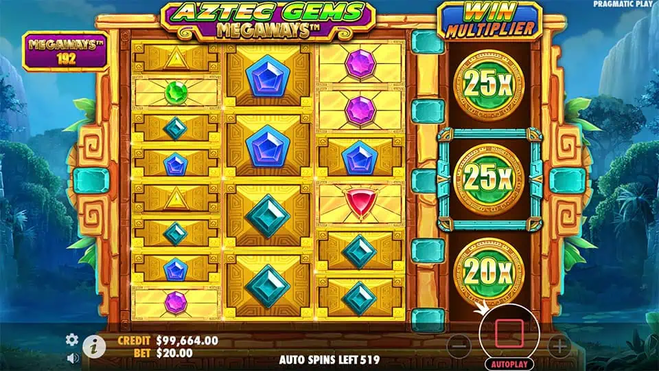 Aztec Gems Megaways slot feature win multiplier