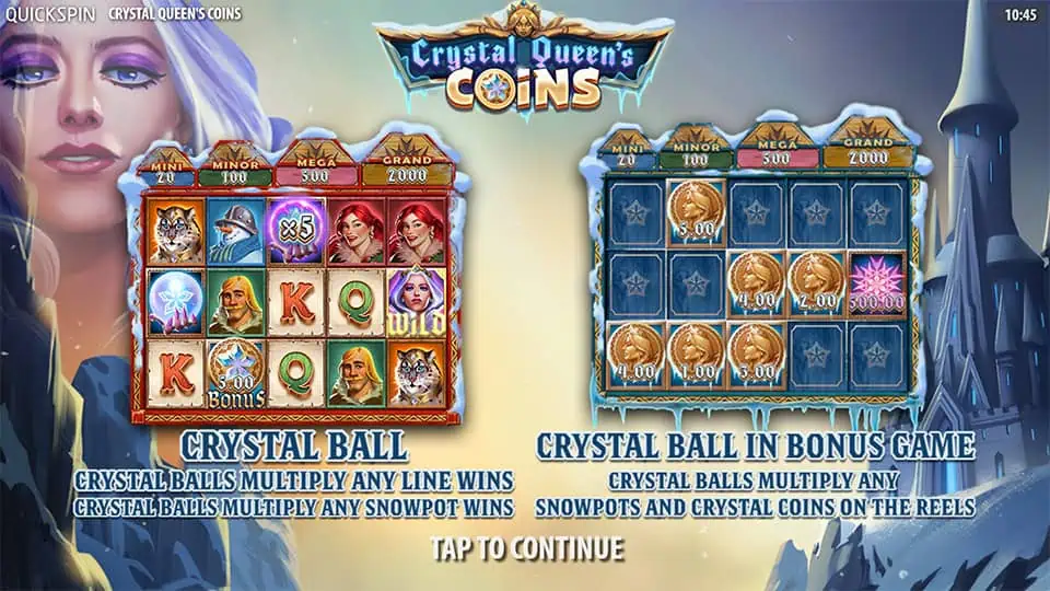 Crystal Queens Coins slot features