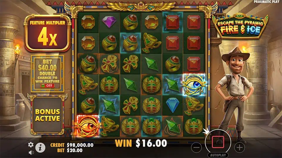 Escape the Pyramid Fire Ice slot free spins