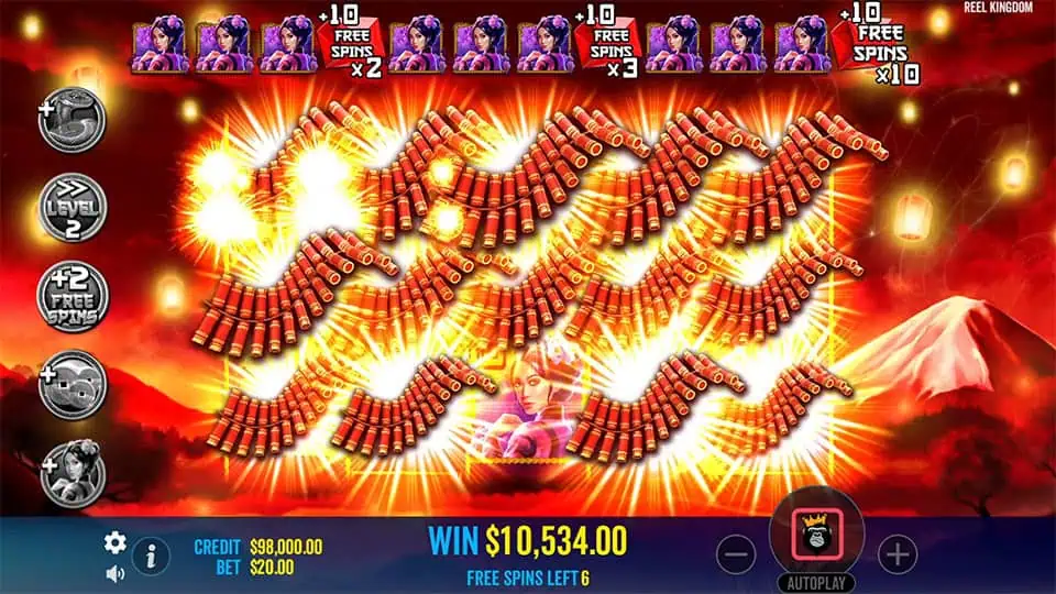 Floating Dragon Year of the Snake slot feature more dynamites