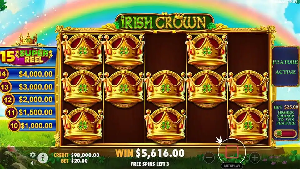 Irish Crown slot feature big money