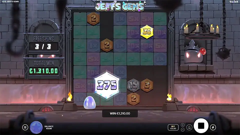 Jeffs Gems slot feature prize symbol