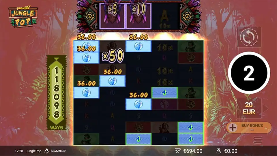 JunglePop slot feature multipliers