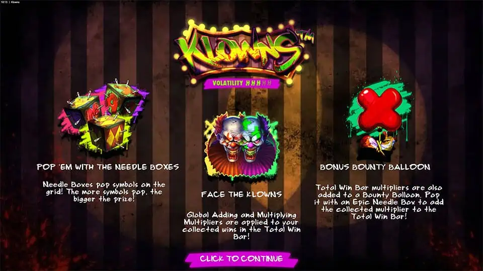 Klowns slot features