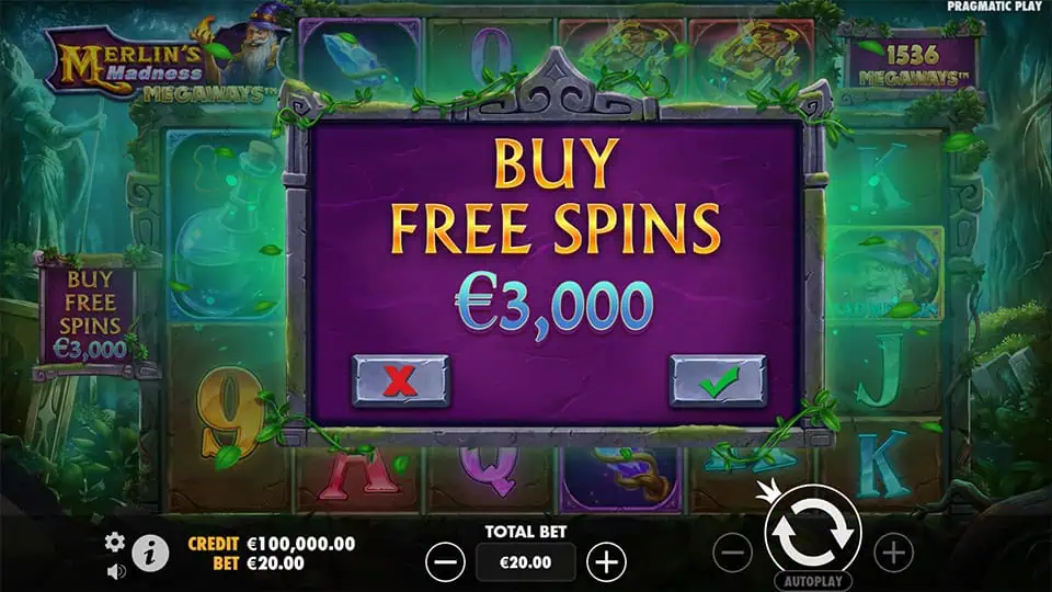 Merlins Madness Megaways slot bonus buy