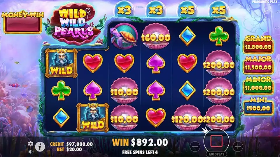 Wild Wild Pearls slot feature pearls