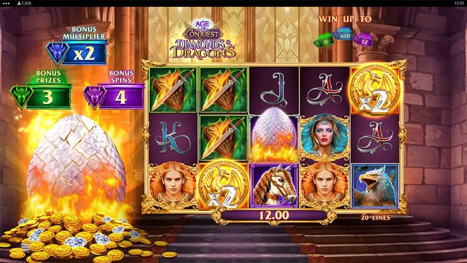 Age of Conquest Diamonds Dragons slot free spins