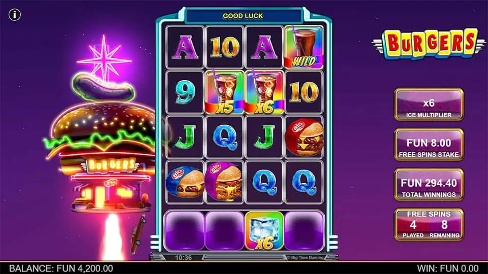 Burgers slot feature ice multiplier