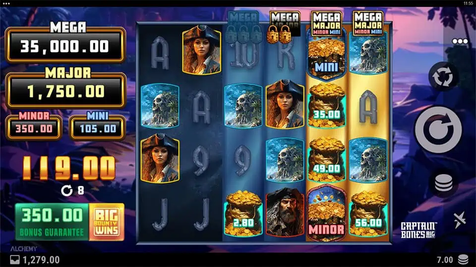 Captain Bones Big Bounty slot feature minor