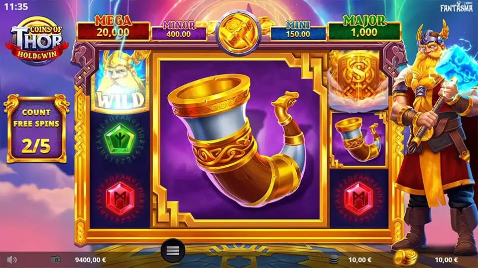 Coins of Thor Hold Win slot feature thunder wild