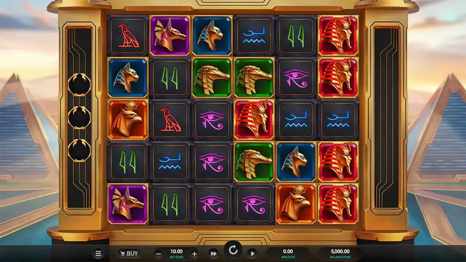 Preview of Glyph of Gods slot showing the reels and divine-themed symbols in action.