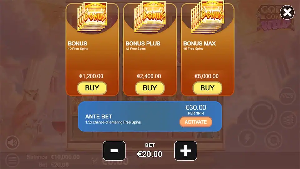 Gods Gone Wild slot bonus buy